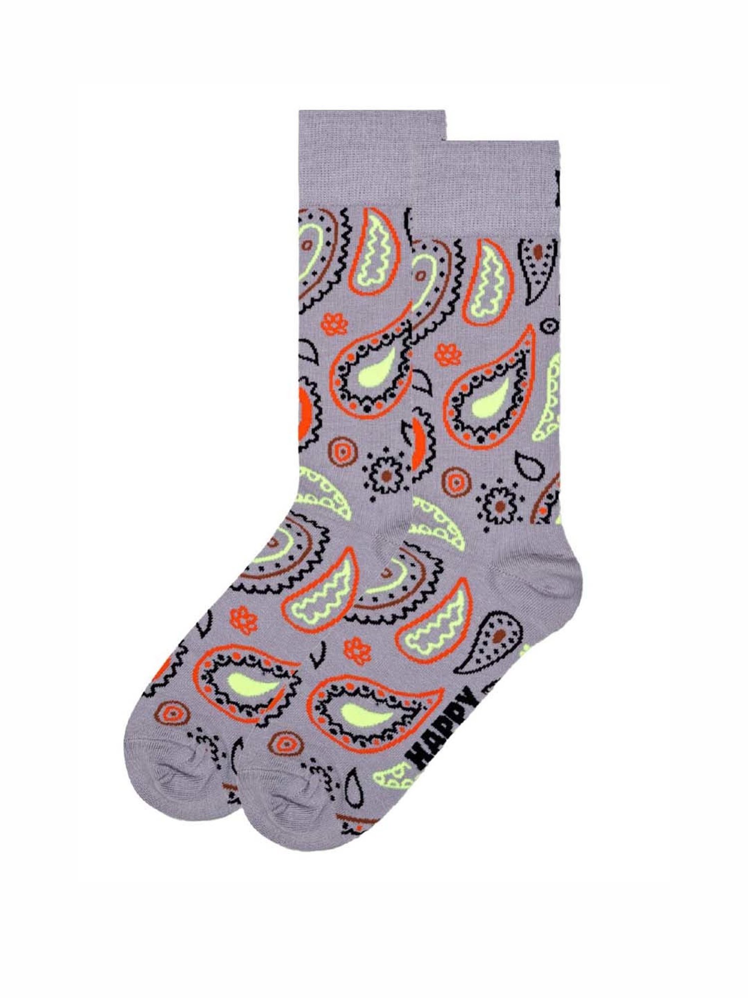 Happy Socks Paisley Grey Cotton Printed Socks (41-46)