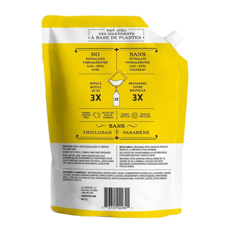 J.R. Watkins Lemon Gel Hand Soap Refill - 34 fl oz