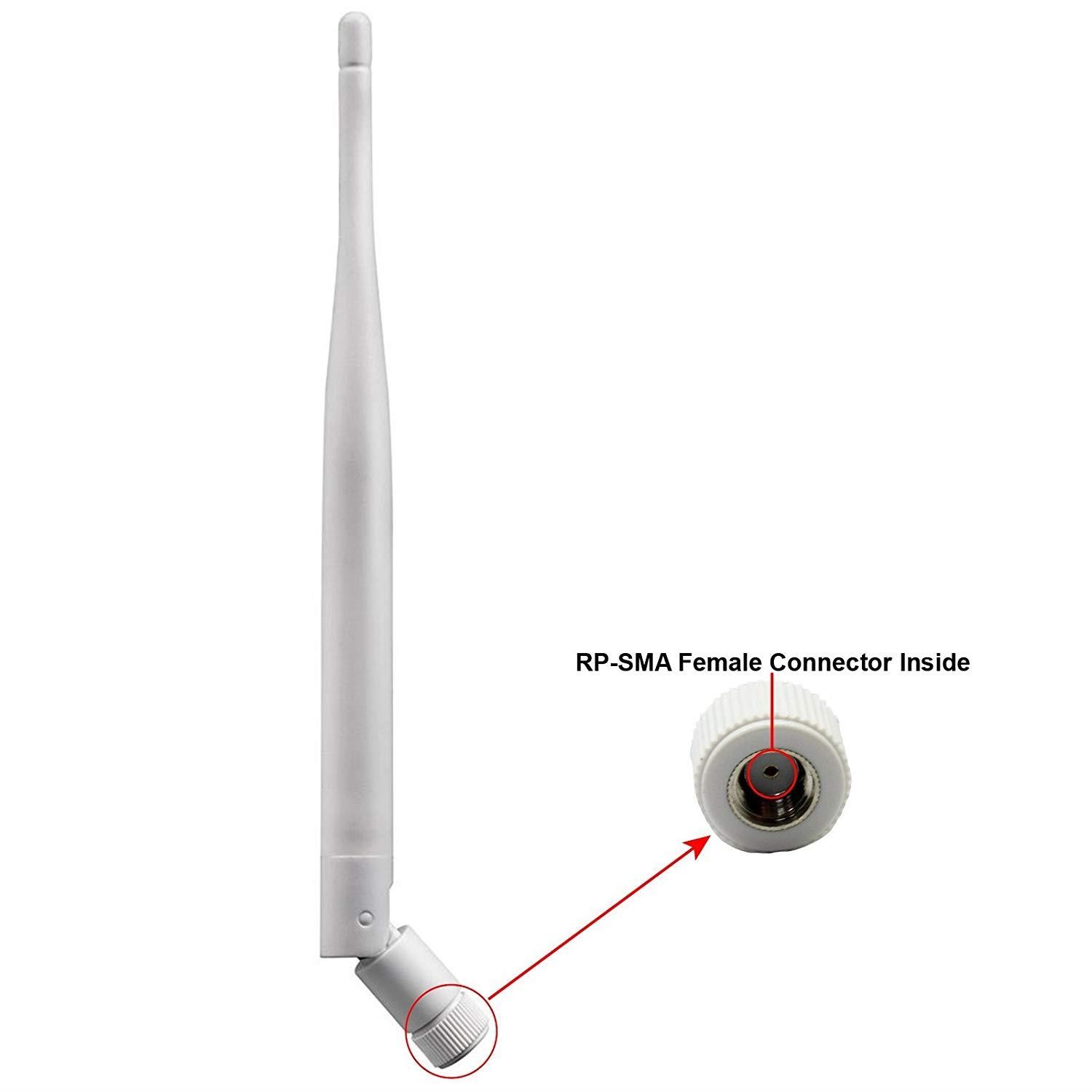 Dericam Universal 2.4G 5dBi WiFi Antenna for Security Camera/Router, WiFi Booster, Removable Antenna, Wireless Range Expander, RP-SMA Female Connector Inside, 5dBi, White