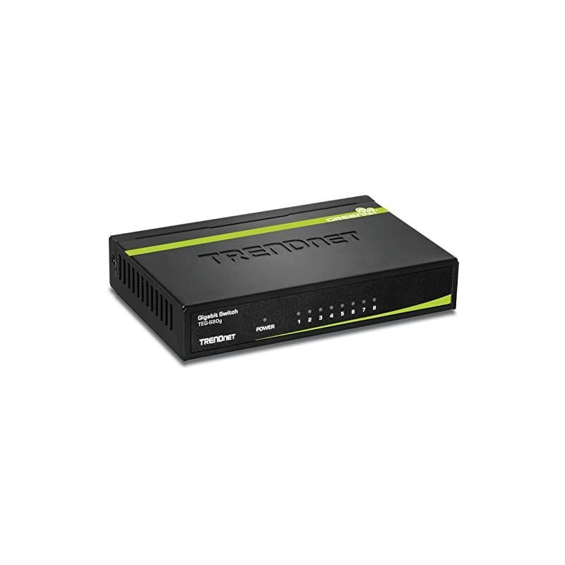 8Port Unmanaged Gigabit GREENnet Desktop Metal Switch Ethernet Splitter Fanless16Gbps Switching Capacity Plug Play Lifetime Protection TEGS80GBlack