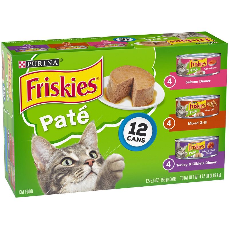 Purina Friskies Paté Salmon, Mixed Grill & Turkey Wet Cat Food - 5.5oz/12ct Variety Pack