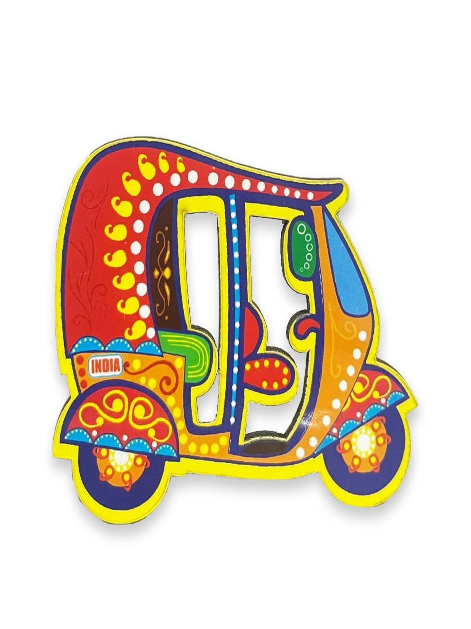 Desi Toys Kids Multicolor Auto Rickshaw Fridge Magnet (3 x 2.5 inches)