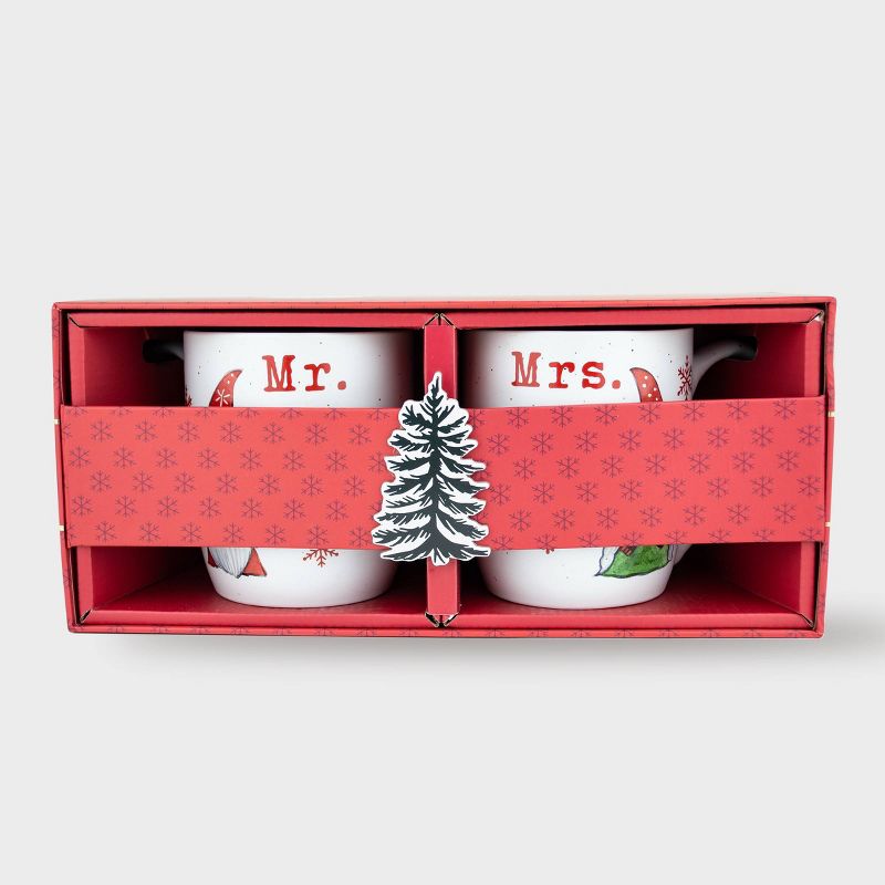 16oz 2pk Ceramic Mr. and Mrs. Gnome Mugs - Peppermint & Pine