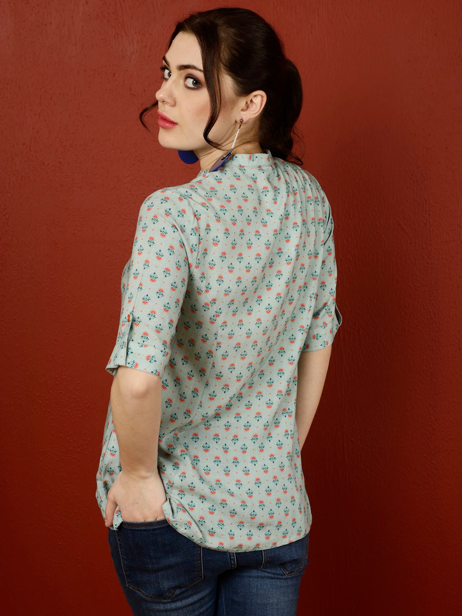 Jaipur Kurti Blue Printed Tunic