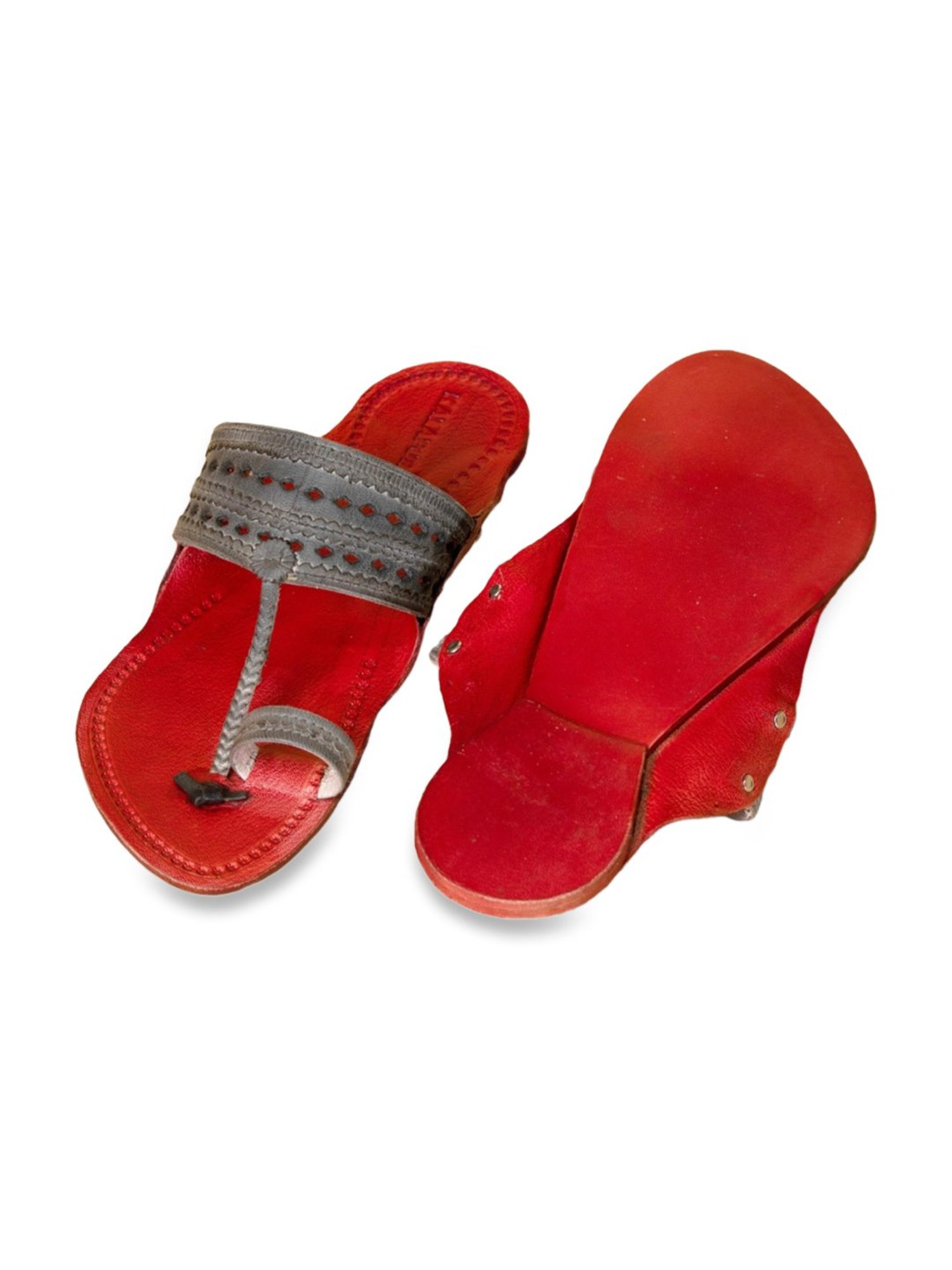 Kalapuri Men's Red Kolhapuri Sandals