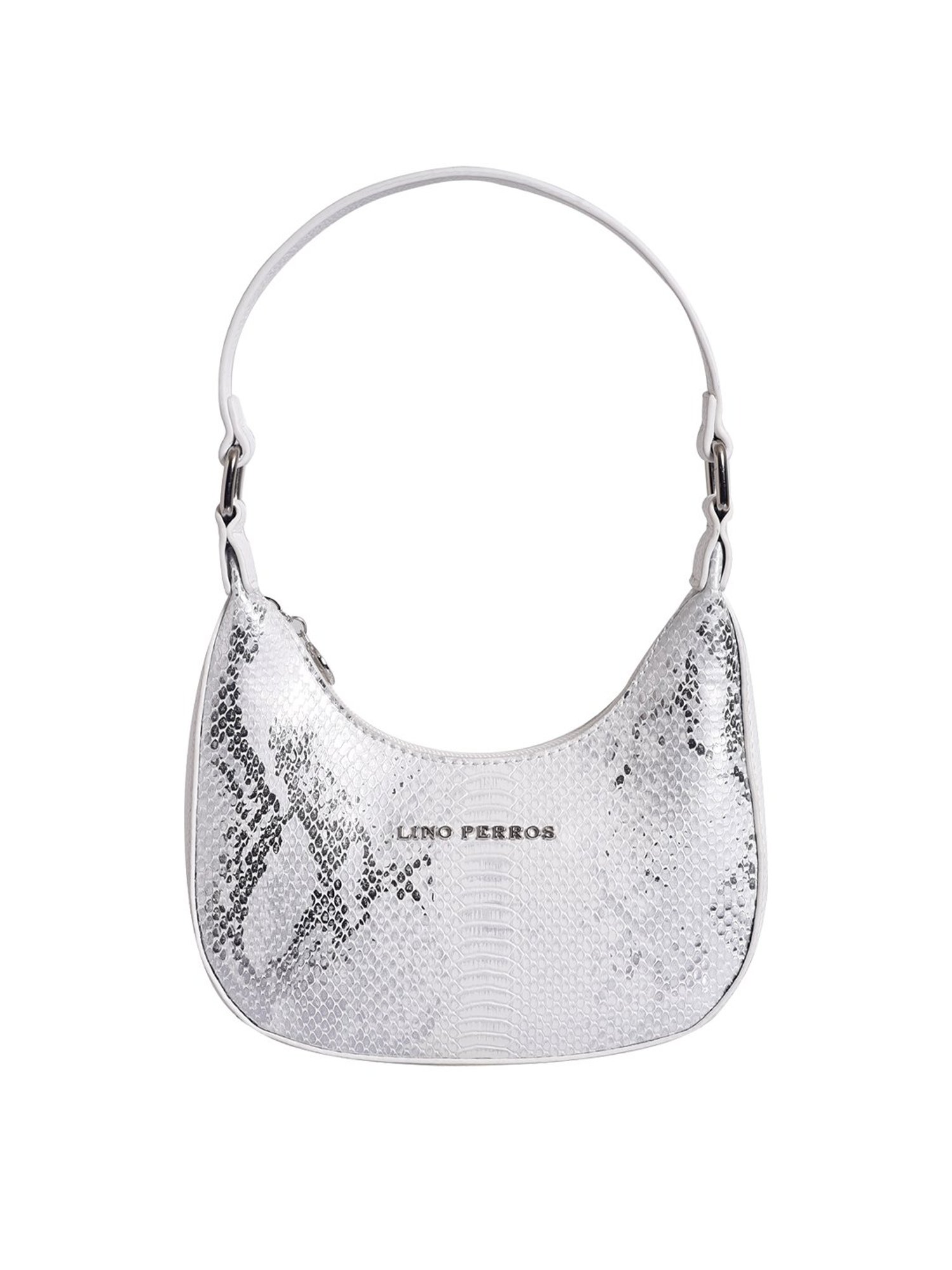 Lino Perros White Textured Small Hobo Shoulder Handbag
