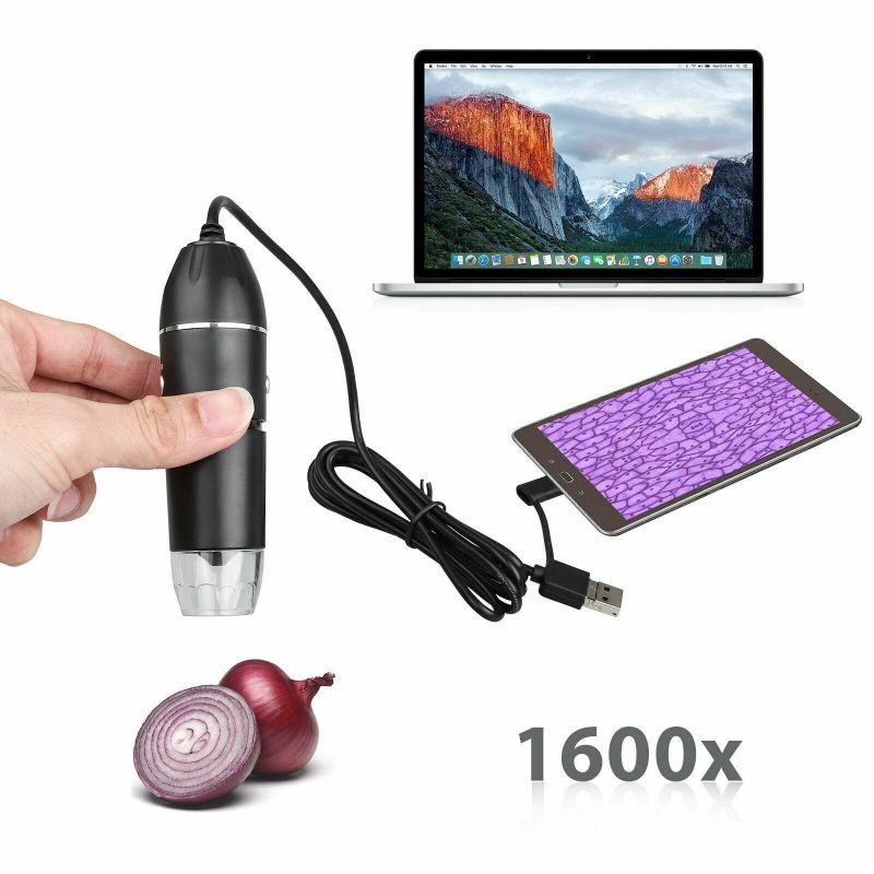 1600x Camera 8 LED OTG Endoscope USB Digital Microscope Magnificon w/ Stand