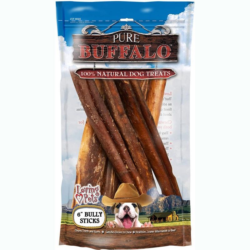 Loving Pets 6 Inch Pure Buffalo Bully Sticks (6 Pack)