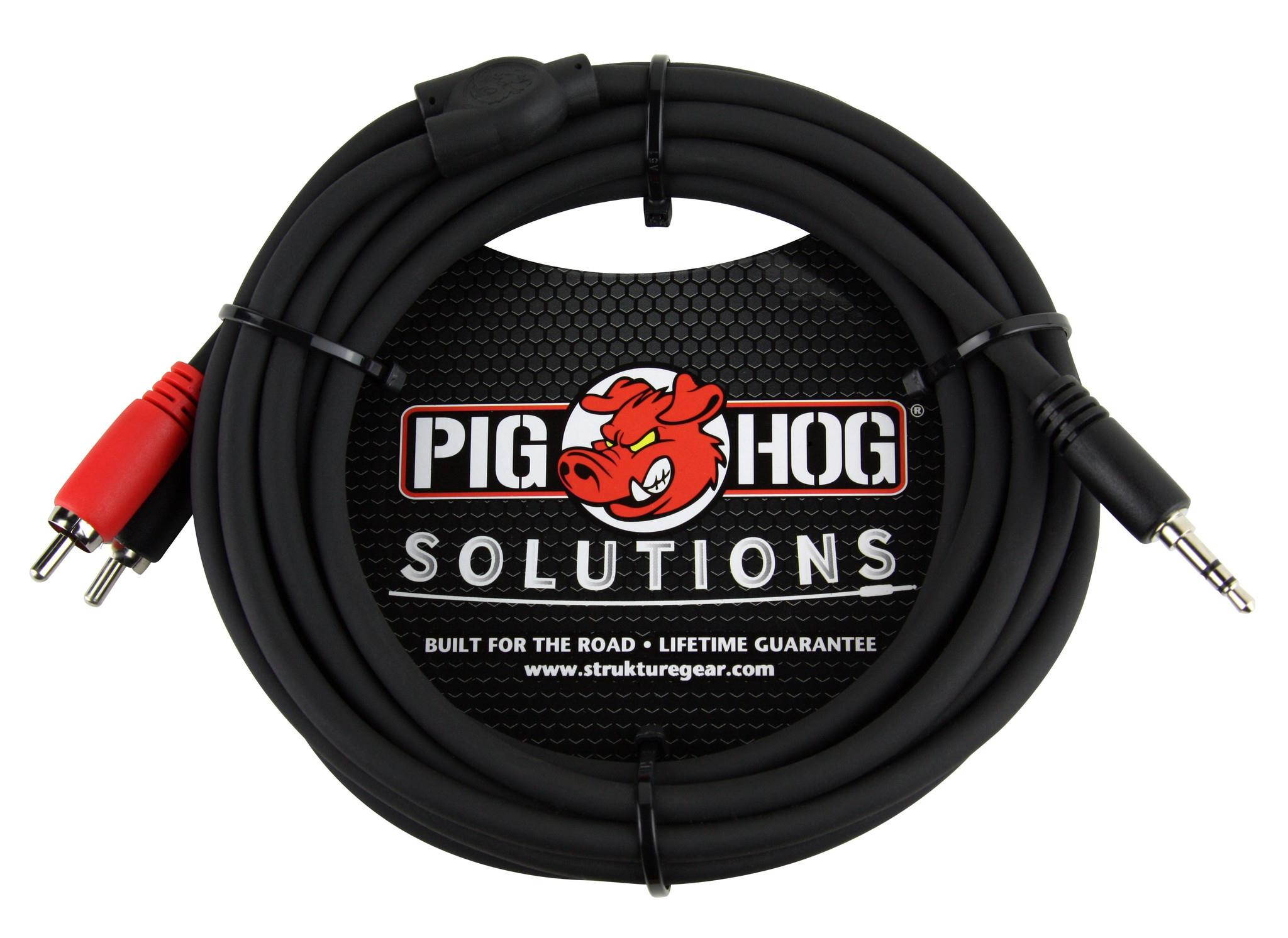 Pig Hog 10' 3.5mm to Dual RCA Male Stereo Breakout Cable #PB-S3R10