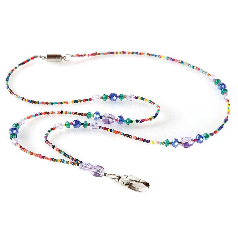 ID Avenue Mardi Gras Beaded Lanyard - Women's Fashion ID Badge Holder Necklace with Breakaway Safety Clasp