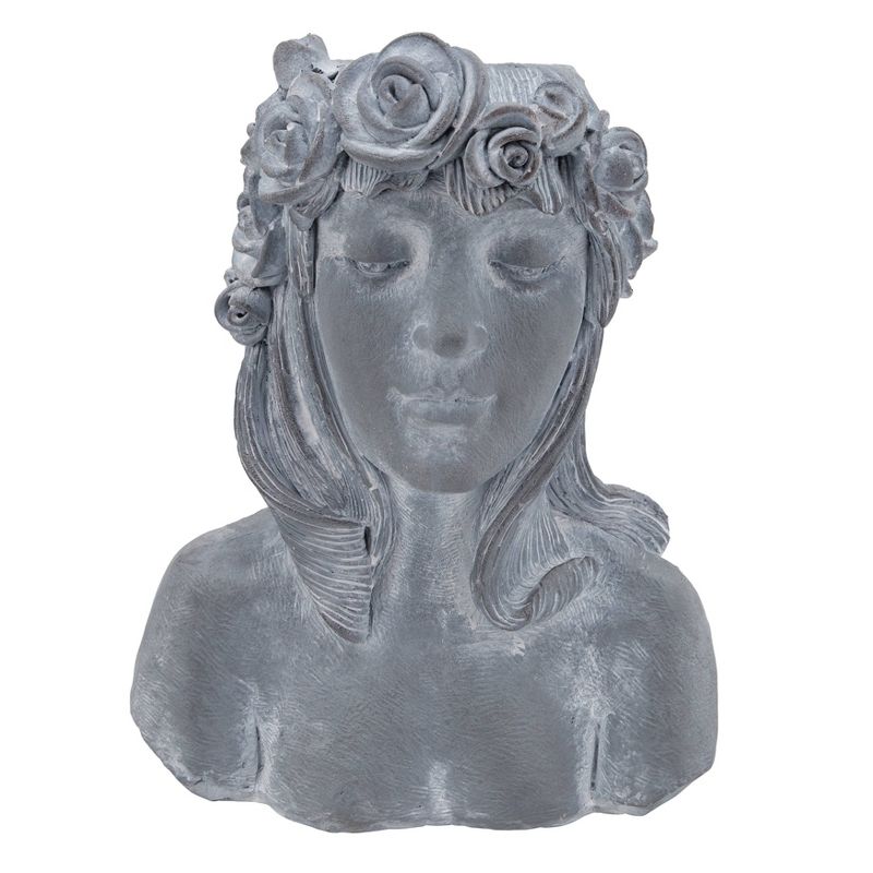 19" Resin Lady with Roses Figurine Gray - Sagebrook Home