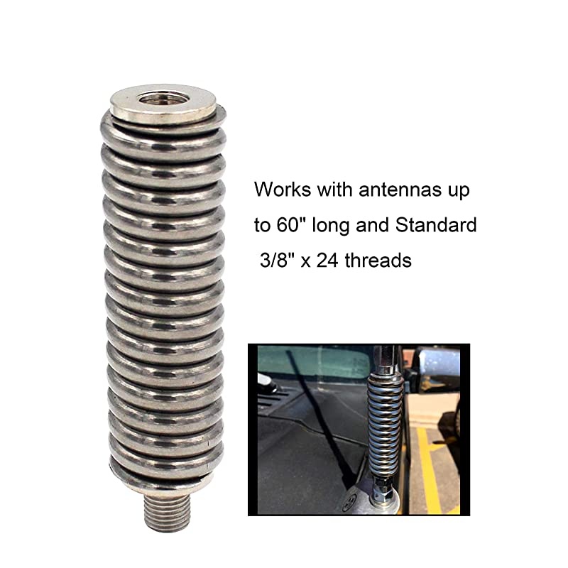 Antenna Spring SS3H Heavy Duty Stainless Steel Antenna SpringWorks with Antennas up to 60quot Long and Standard 38quot x 24 Threads