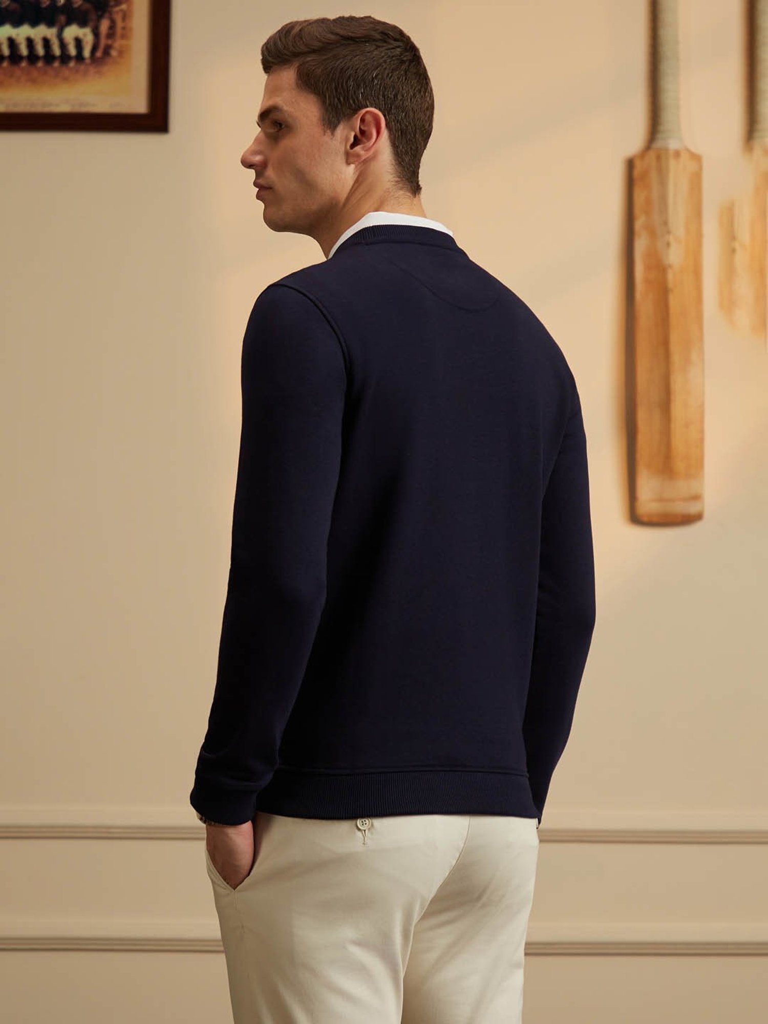 Peter England Casuals Navy Regular Fit Sweater