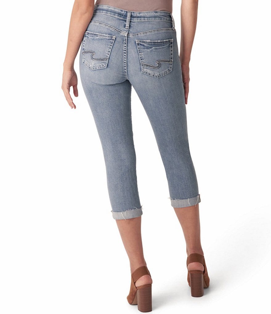 Silver Jeans Co. Suki Frayed Hem Rolled Cuff Capri Jeans