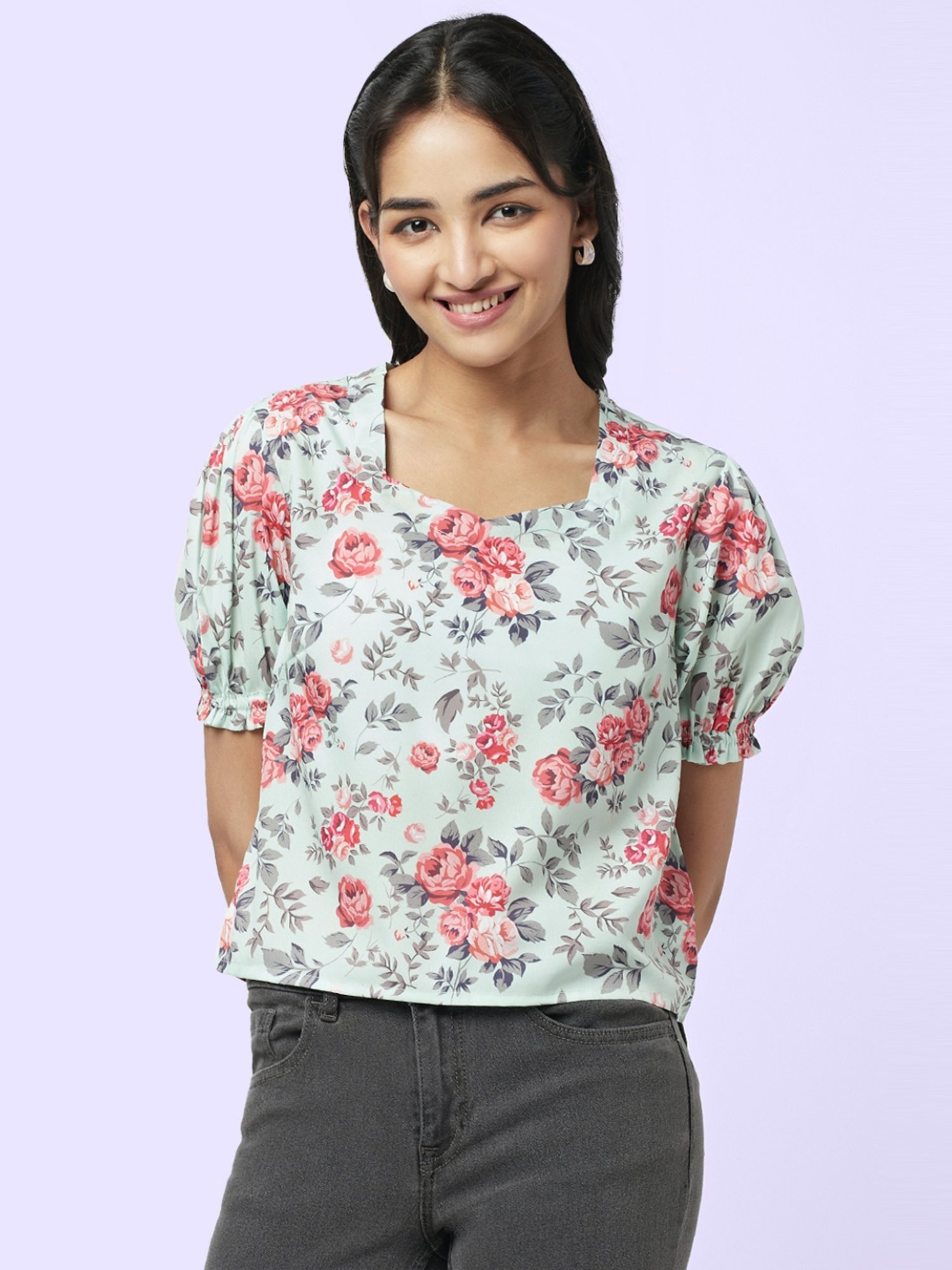 YU by Pantaloons Green Printed Top