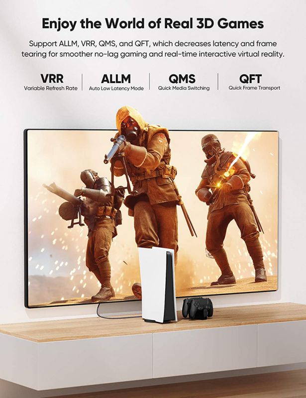 Ultra High Speed 8K 60Hz HDMI Cable 3.3FT/1M, Hannord 48Gbps HDMI Braided Cable-4K@120Hz 7680P,DTS:X,HDCP 2.2 & 2.3, HDR 10,eARC,Dynamic HDR,Compatible for Laptop, Monitor, Roku/Fire TV