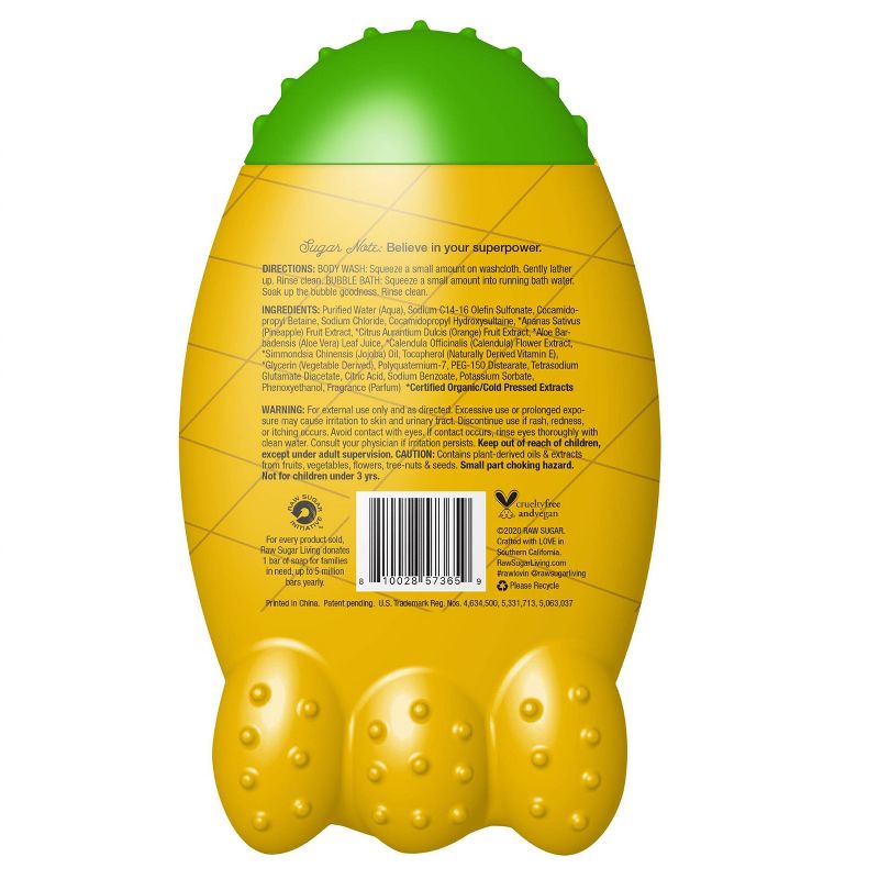 Raw Sugar Kids Bubble Bath + Body Wash Pineapple Orange - 12 fl oz