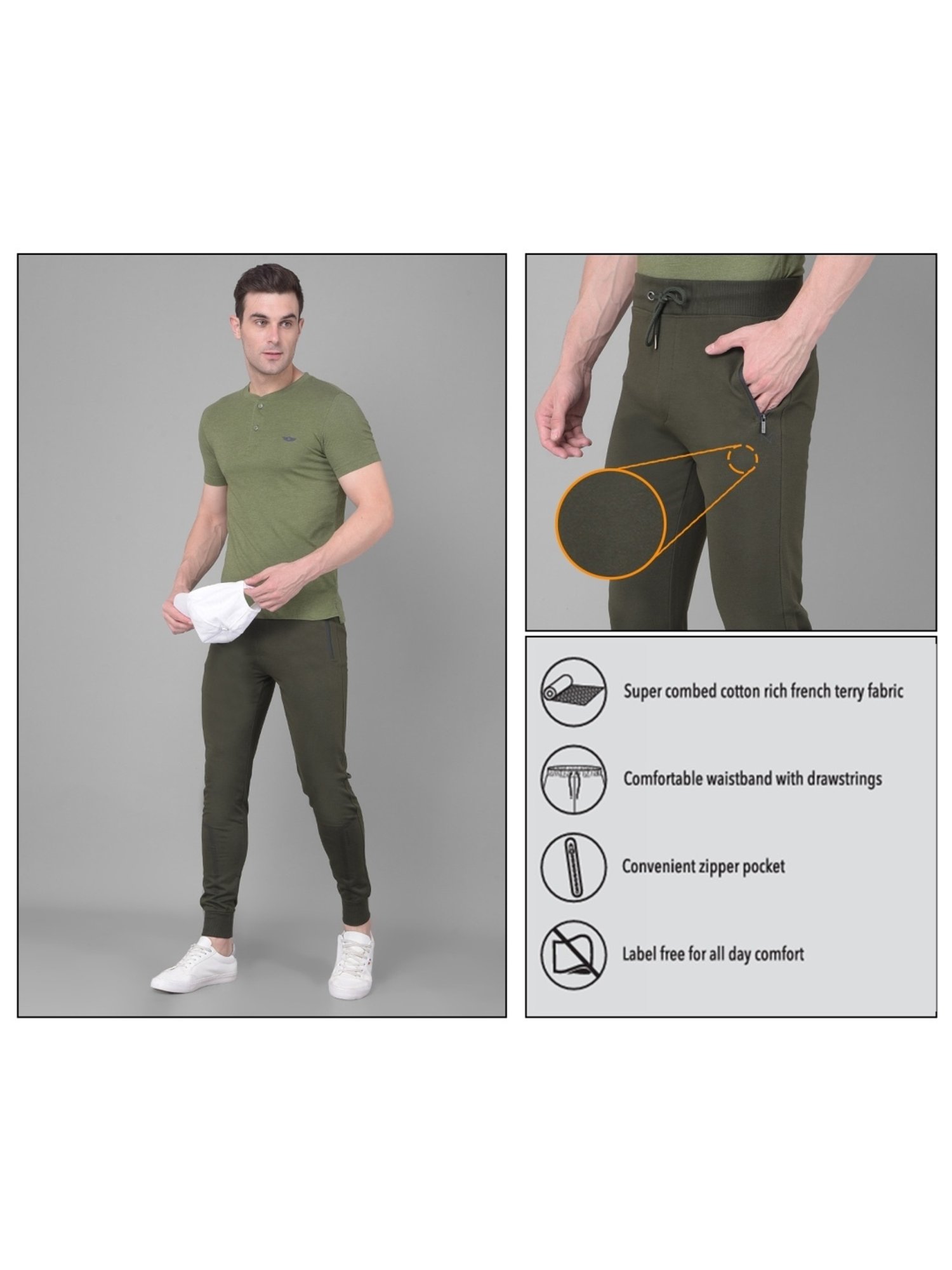 Force NXT Black Cotton Regular Fit Joggers