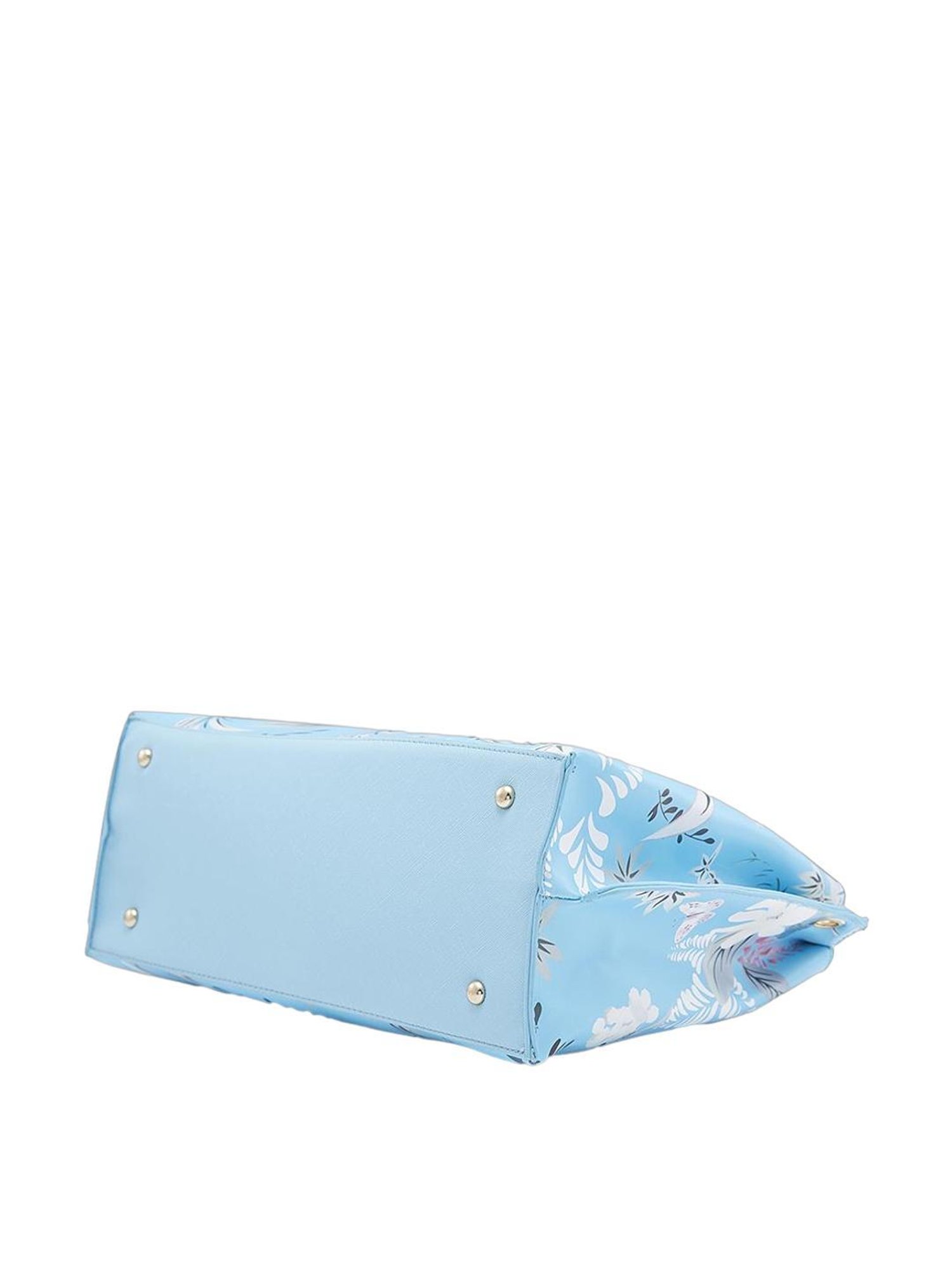 Caprese Gemma Blue Faux Leather Floral Handbag