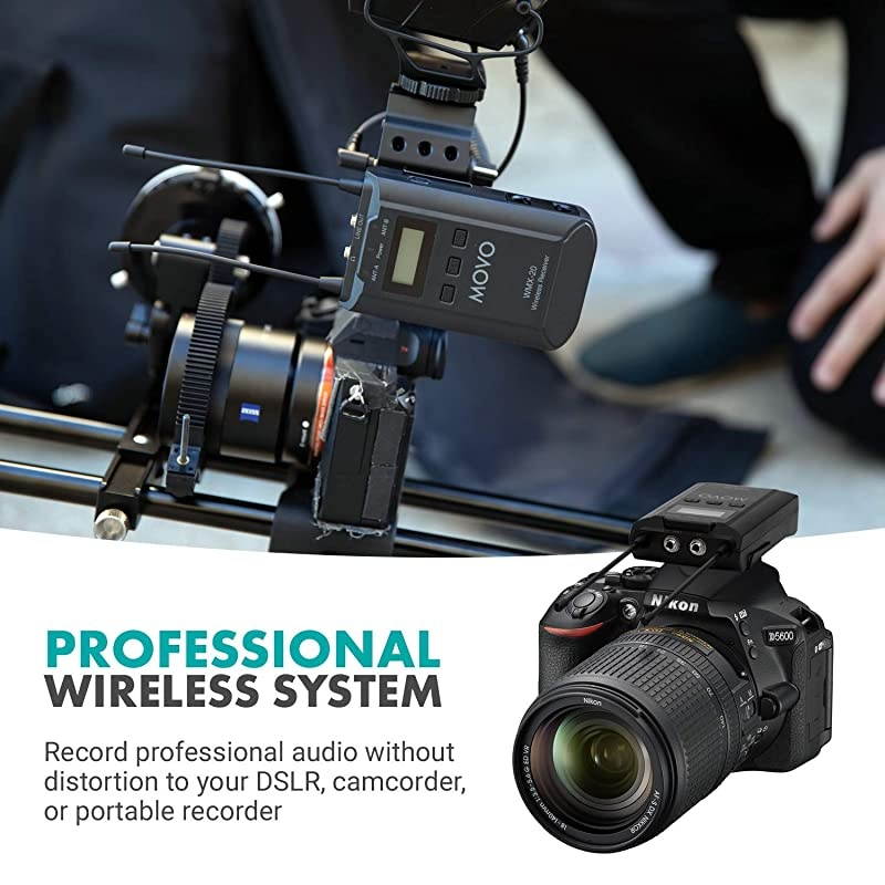 WMX20 48Channel UHF Wireless Lavalier Microphone System with 1 Receiver 1 Transmitter and 1 Lapel Microphone Compatible with DSLR Cameras 330 ft Audio Range