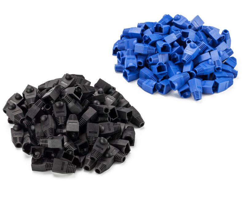 Aurum Cables Network Cable Boots Cap Cover for RJ45 Connectors Black & Blue