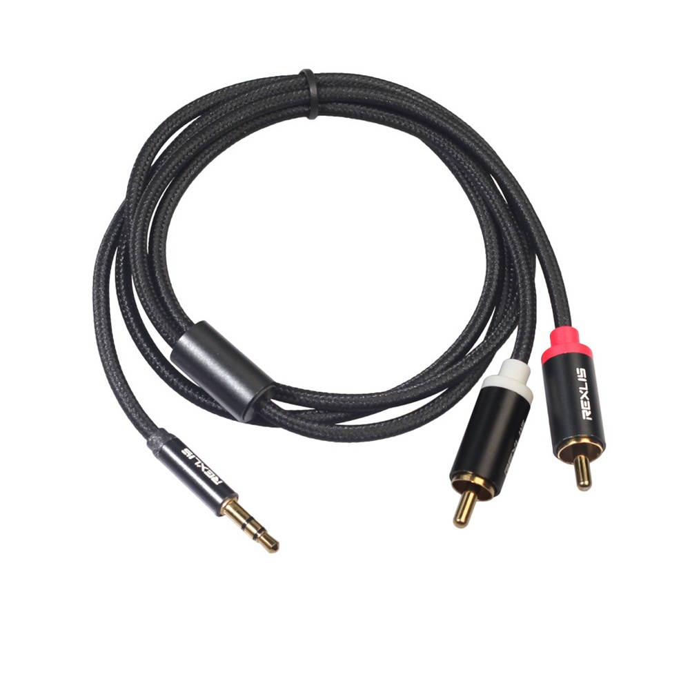 3.5 Turn 2RCA Audio Cable Woven Mesh Aluminum Alloy Shell For Subwoofer Computer Speaker 1.8M