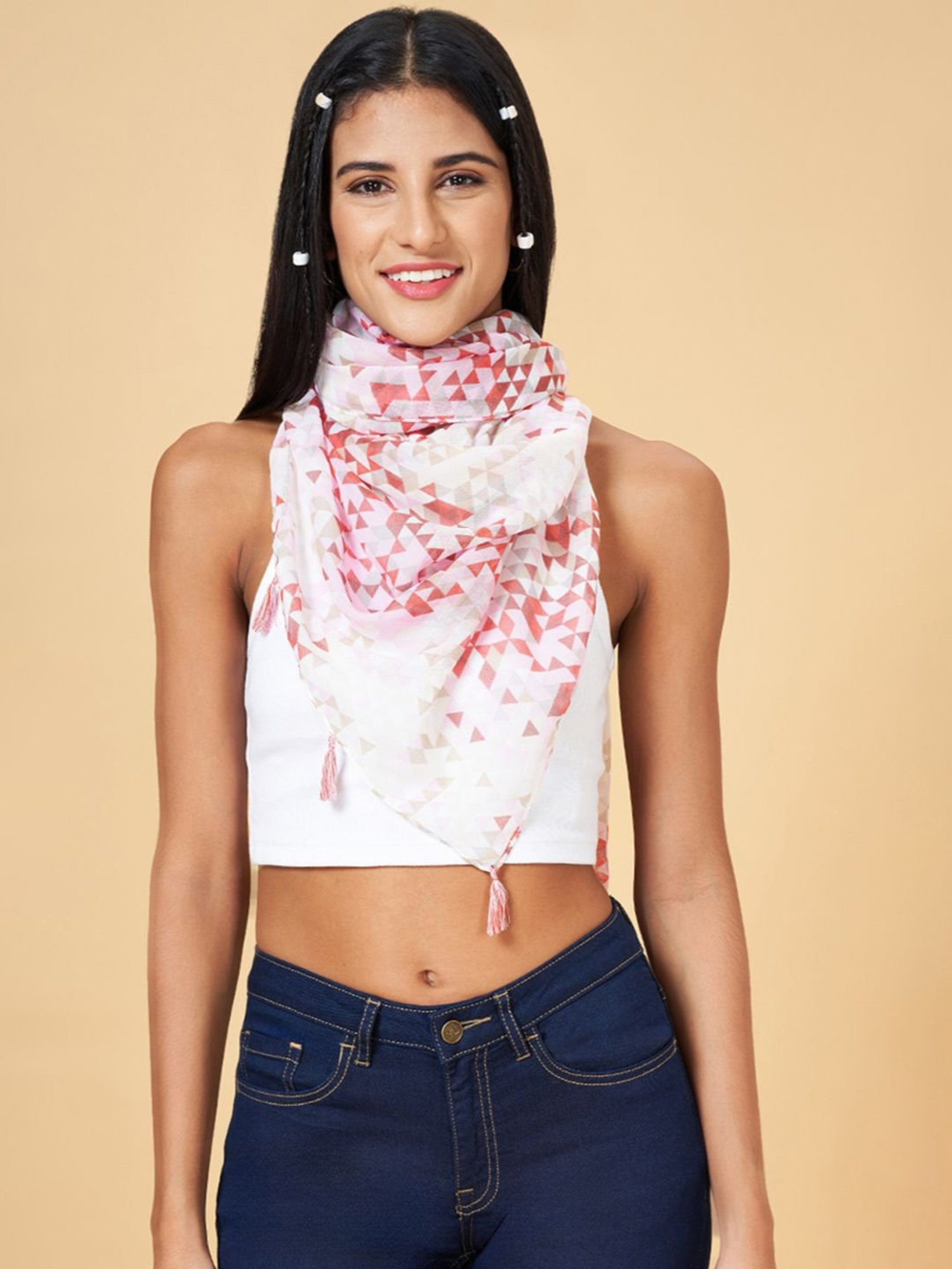 Aditi Wasan White Floral Stole