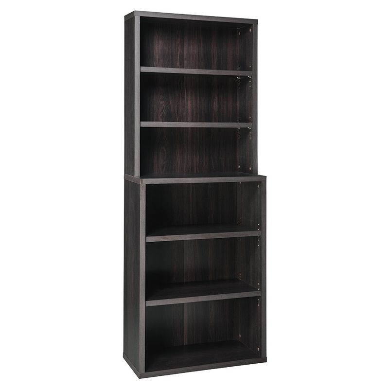 82" 6 Shelf Hutch Bookcase Black/Walnut - ClosetMaid