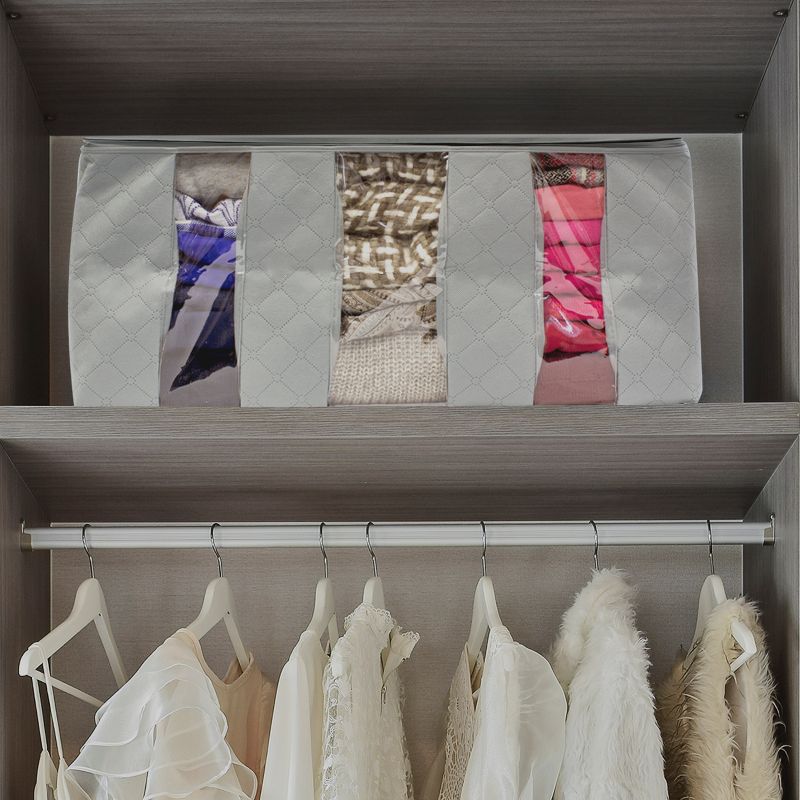 Sorbus 2pk Foldable Fabric Storage Organizer Bag 3 Sectional 24"x11" Gray