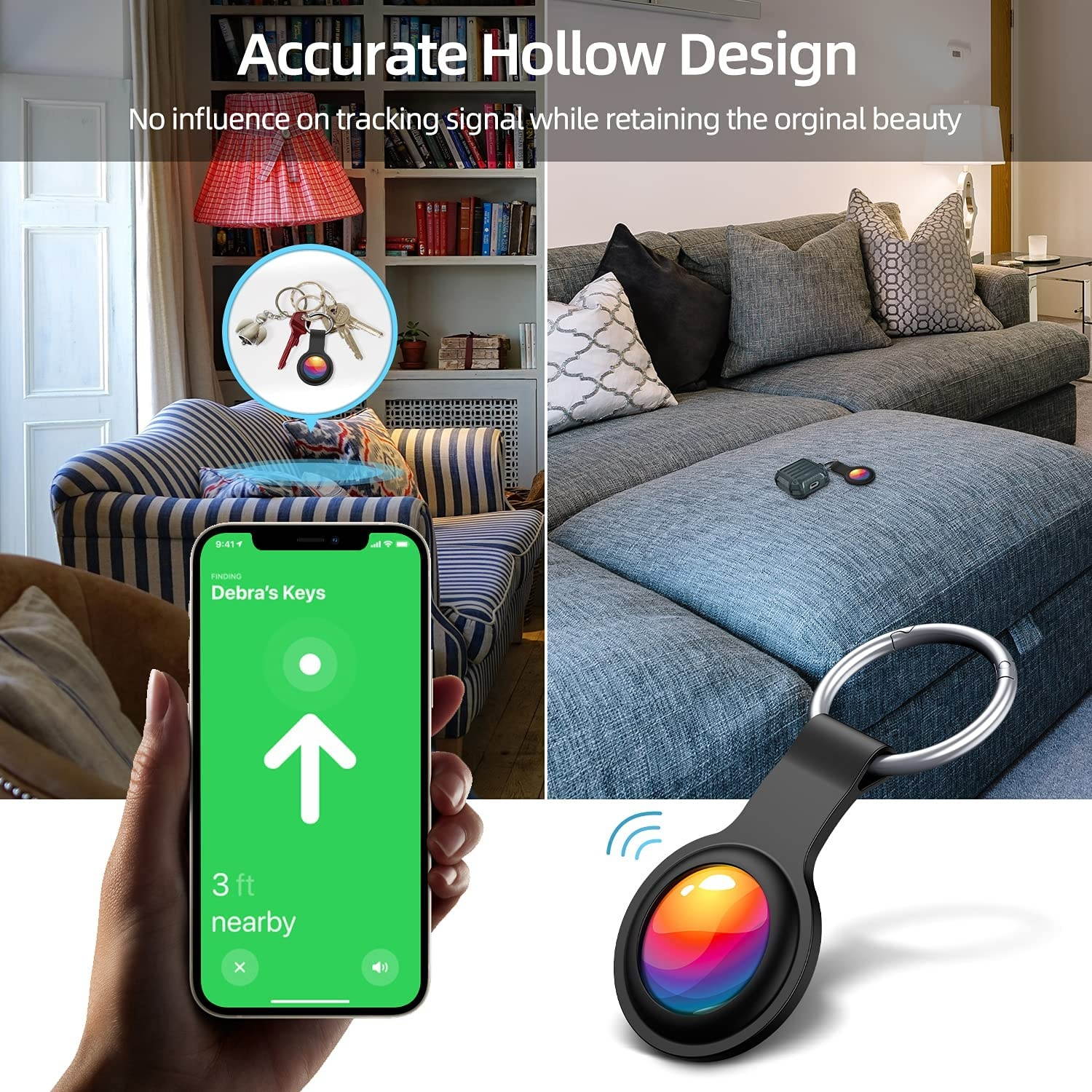 Clear Case for Apple Air Tag 2021 Car Keys Finder AirTags Full Body Protection Tracker AirTag Clip Small Keychain Ring Protector Mini Key Loop Holder Pets Dog Collar Tags Free Protective Film 1 Pack