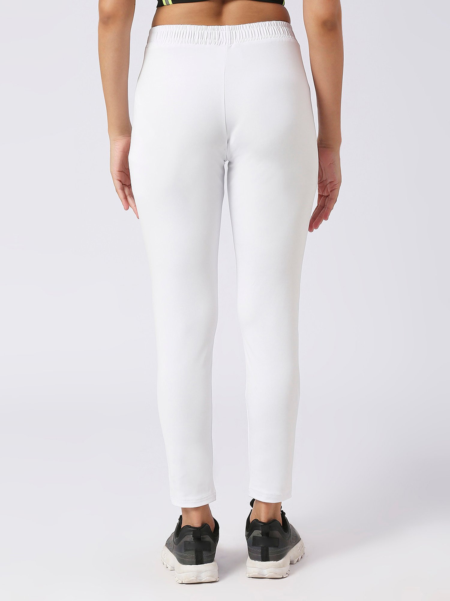FITHUB White Slim Fit High Rise Trackpants