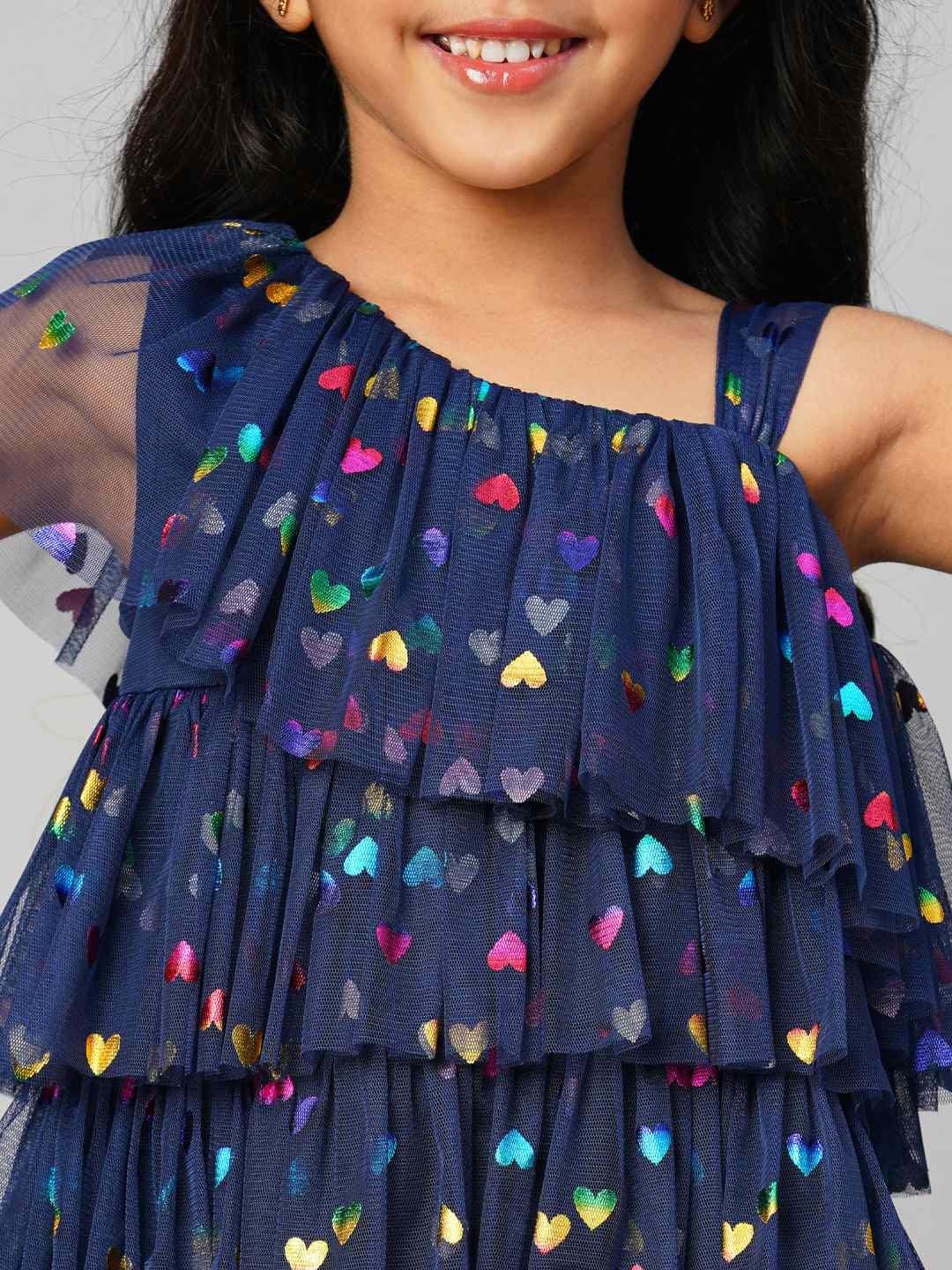 Lil Drama Kids Navy Printed Dress