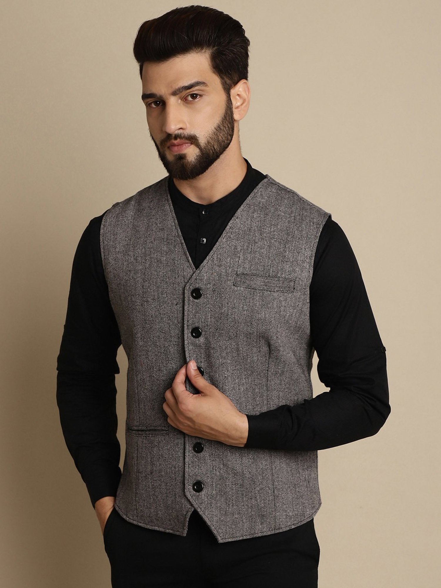 Even Grey Regular Fit V Neck Waistcoat