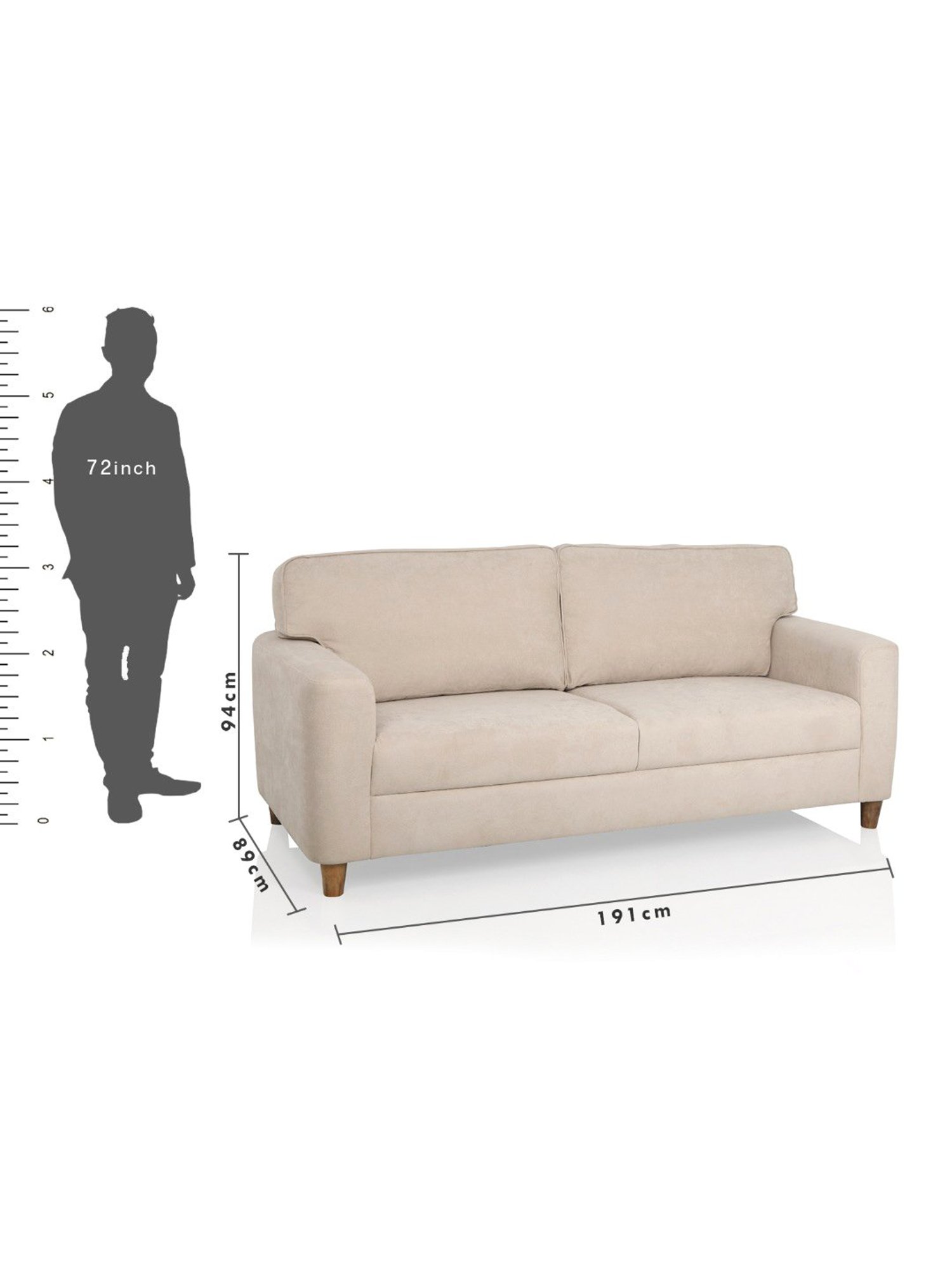 Duroflex Utopia Beige Pinewood 3 Seater Sofa