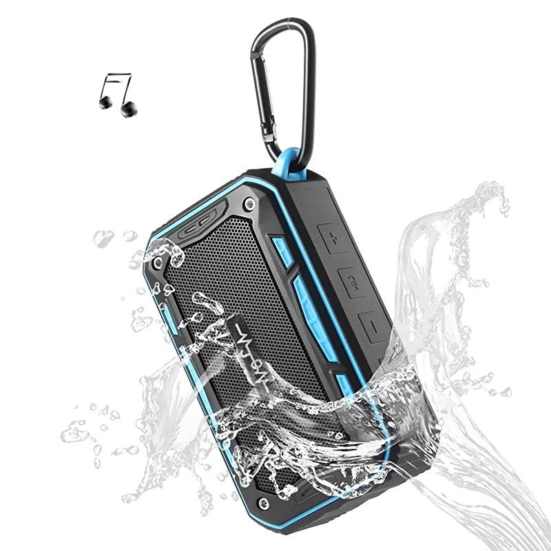 Outdoor Wireless Bluetooth 4.2 Speaker Rechargable 2200mAh Waterproof Dustproof Shockproof 10W Enhanced Bass with TWS Pairing Function for Beach, Shower & Home