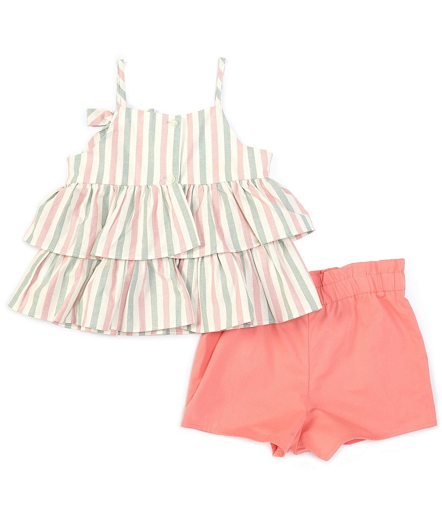 Ally B Big Girls 7-16 Flutter-Sleeve Dotted Top & Shorts Set