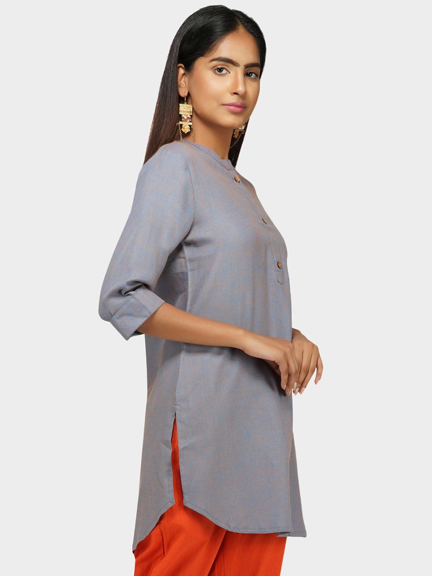 Paislei Grey Rayon Kurta