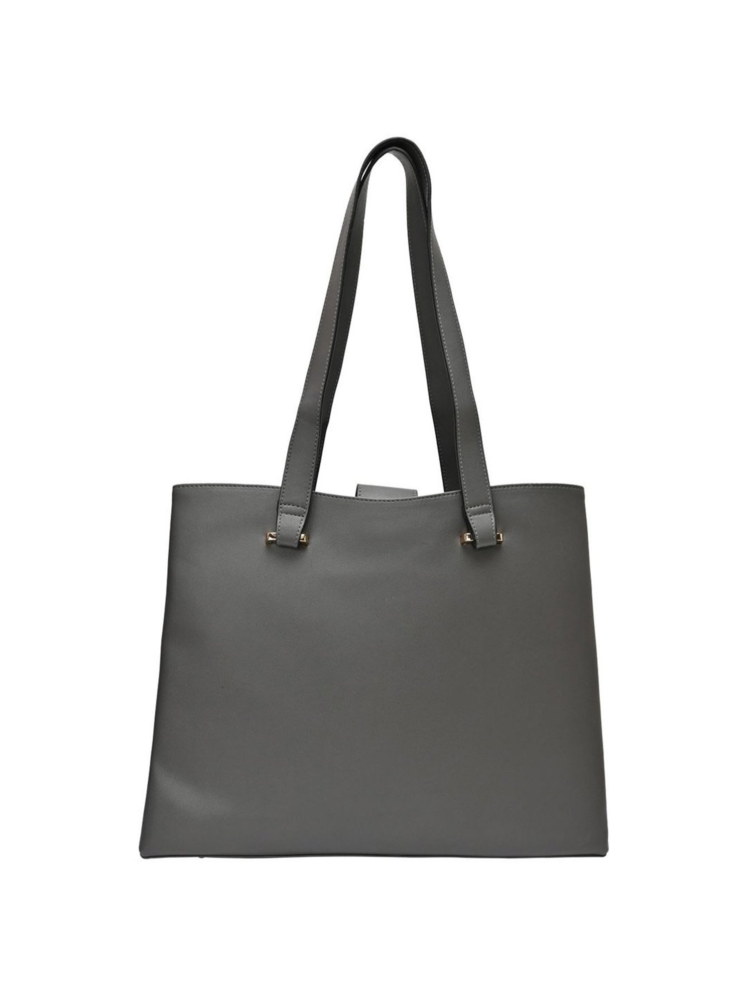 Horra Grey Solid Tote Handbag