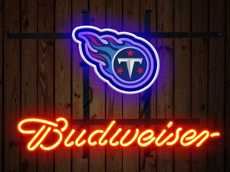 Fashion Neon Sign Budweiser Tennessee Titans Handcrafted Real Glass Lamp Neon Light Neon Sign Beerbar Sign Neon Beer Sign 19x15