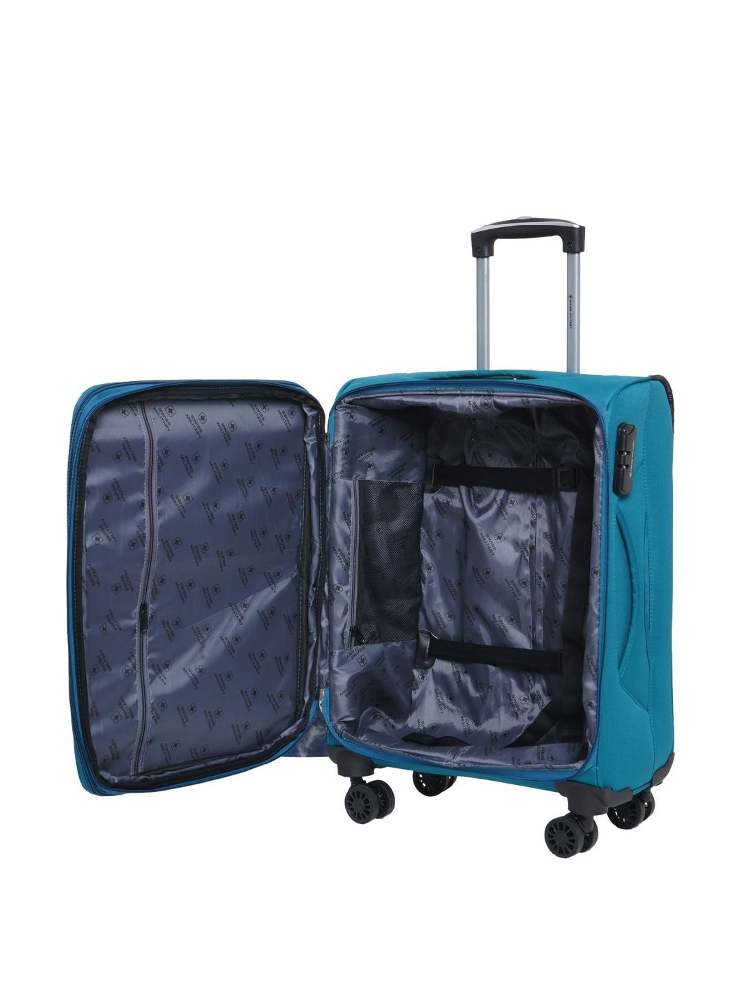 Swiss Military Teal 8 Wheels Small Carry-On Luggage