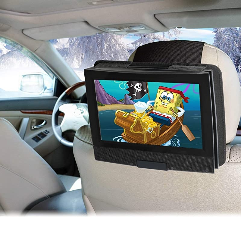 Portable DVD Player headrest Mount for Swivel and flip Style Portable DVD Player from 7 to 11 inch - Black