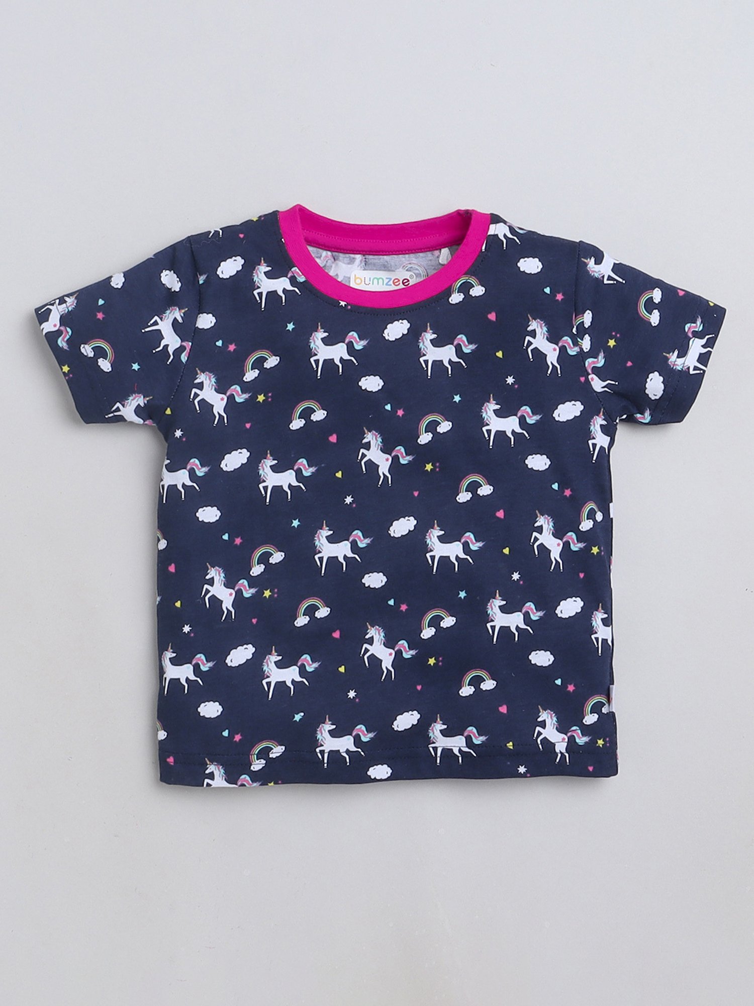 Bumzee Kids Navy & Pink Printed T-Shirt With Pyjamas