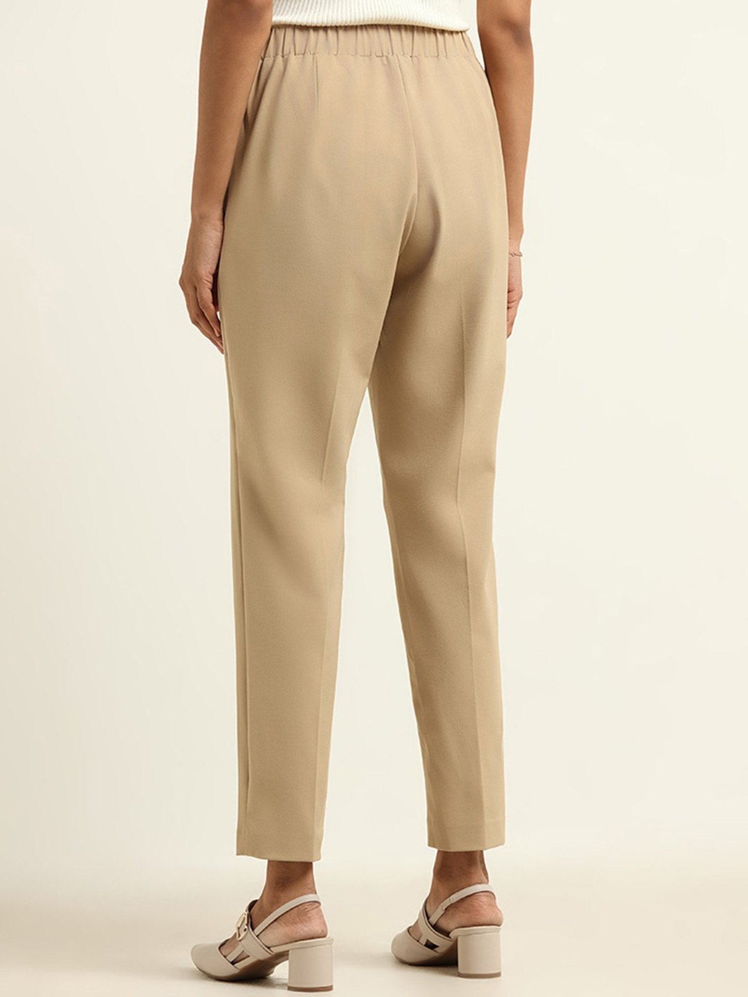 Wardrobe by Westside Plain Beige Trousers