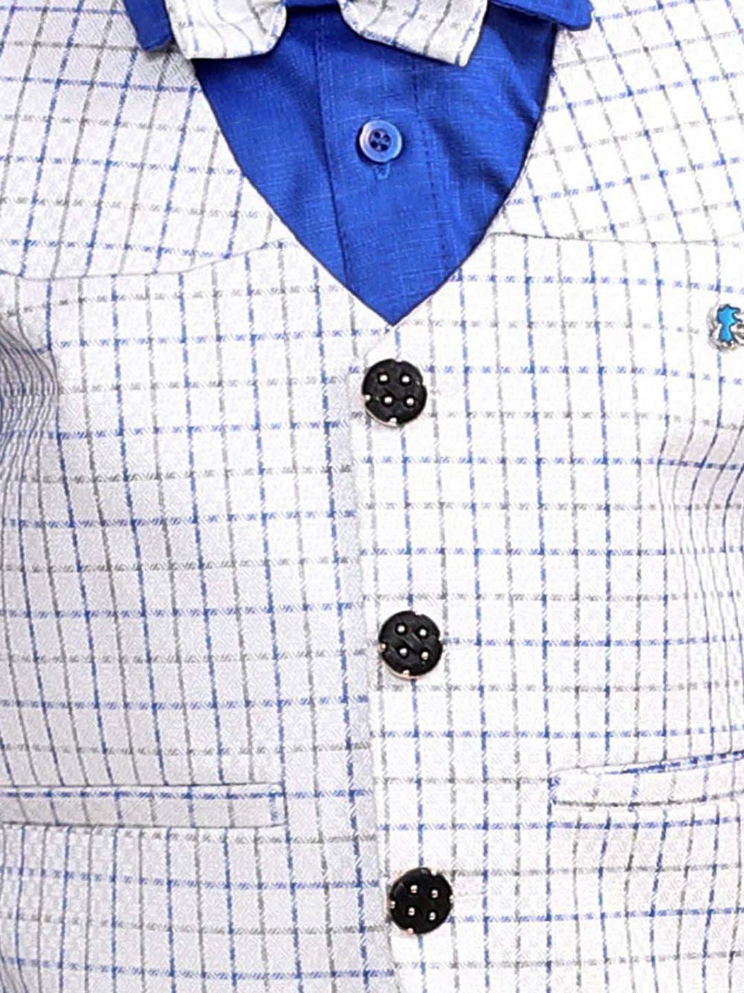 Fourfolds Boys Blue Solid Full Sleeves Clothing Set