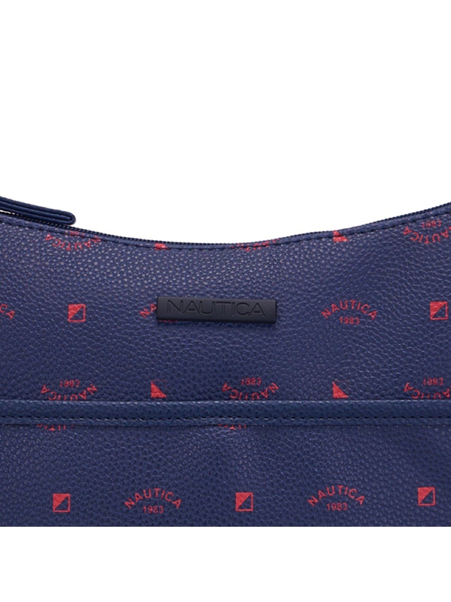 Nautica Navy Blue Printed Medium Hobo Handbag