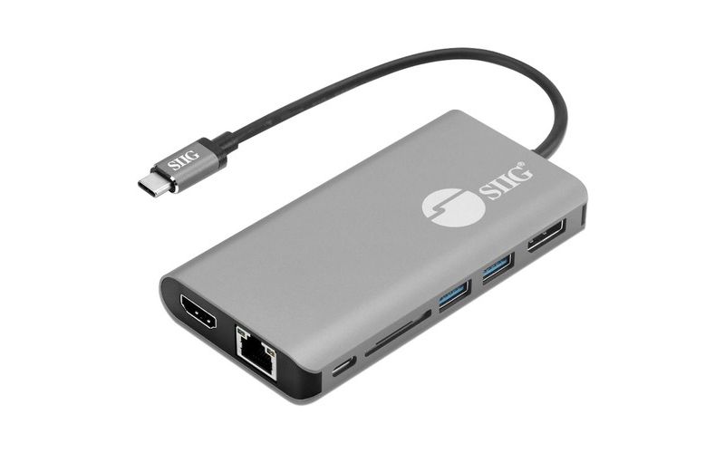 SIIG USB-C MST Video with Hub, LAN and PD 3.0 Docking - for Notebook/Desktop PC - 100 W - USB Type C - 4 x USB Ports - 3 x USB 3.0 - Network (RJ-45)