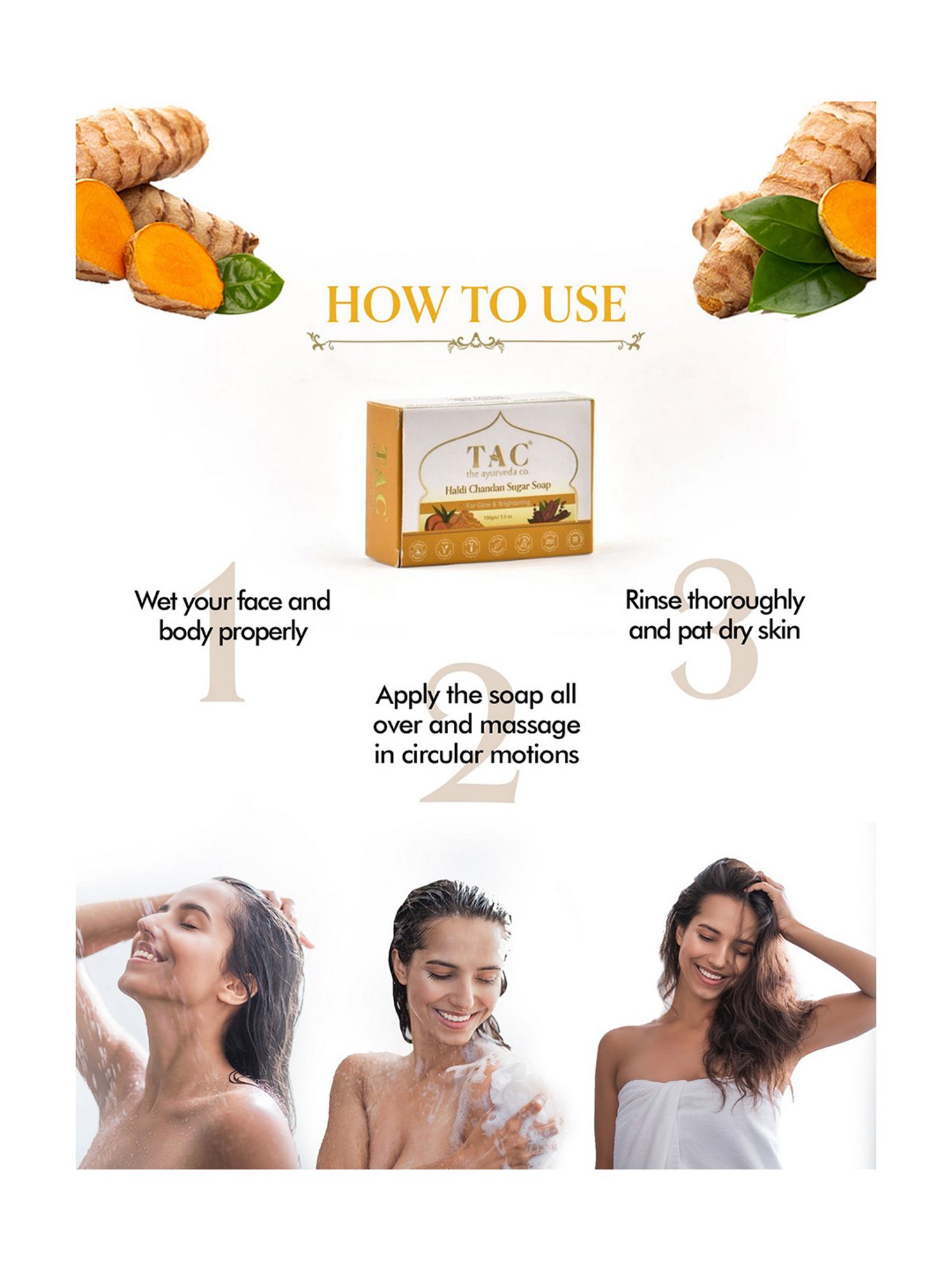 TAC - The Ayurveda Co. Yellow Sandalwood Soap for Men & Women - Pack of 3