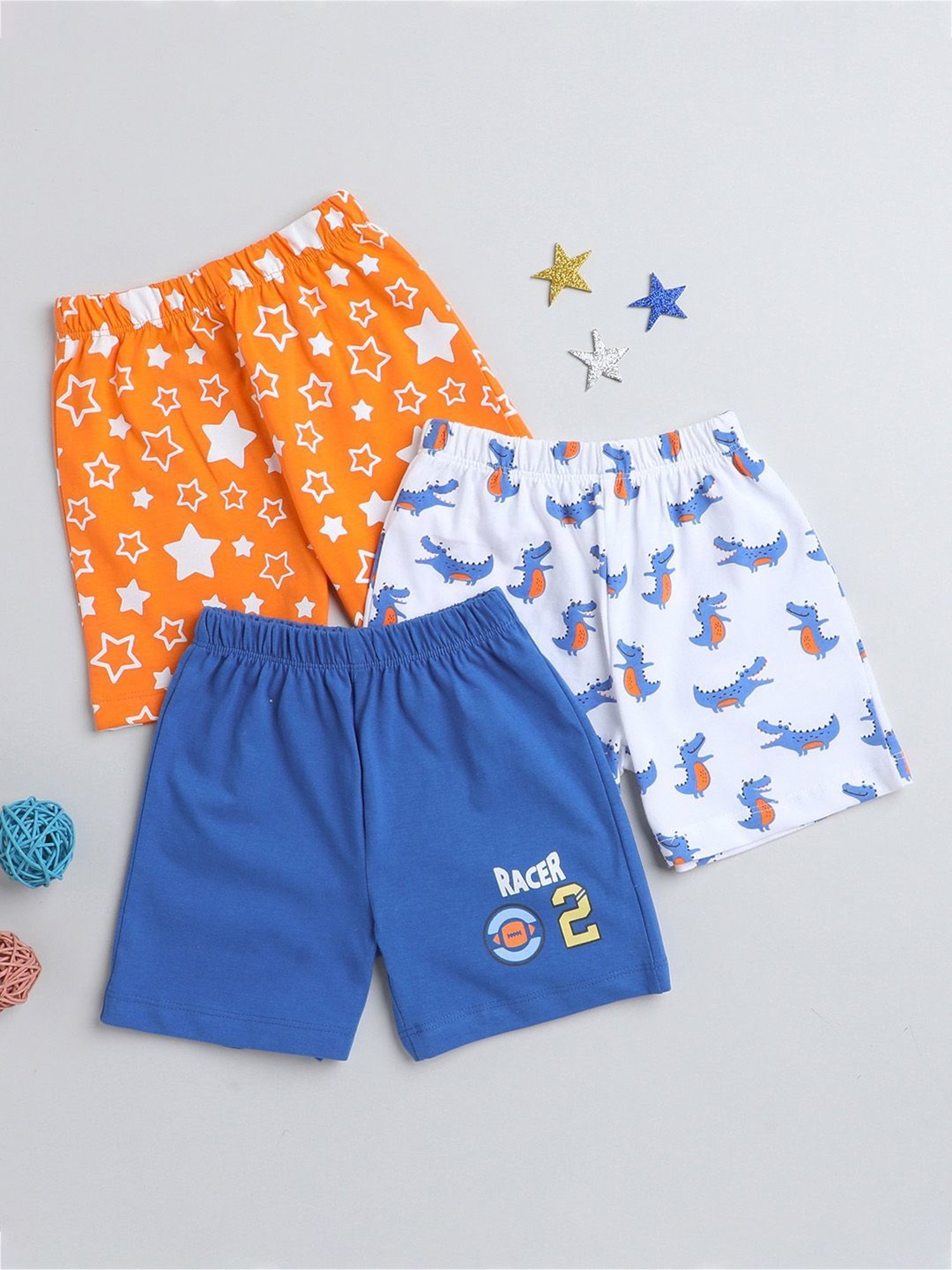 Bumzee Kids Multicolor Printed Shorts (Pack Of 3)