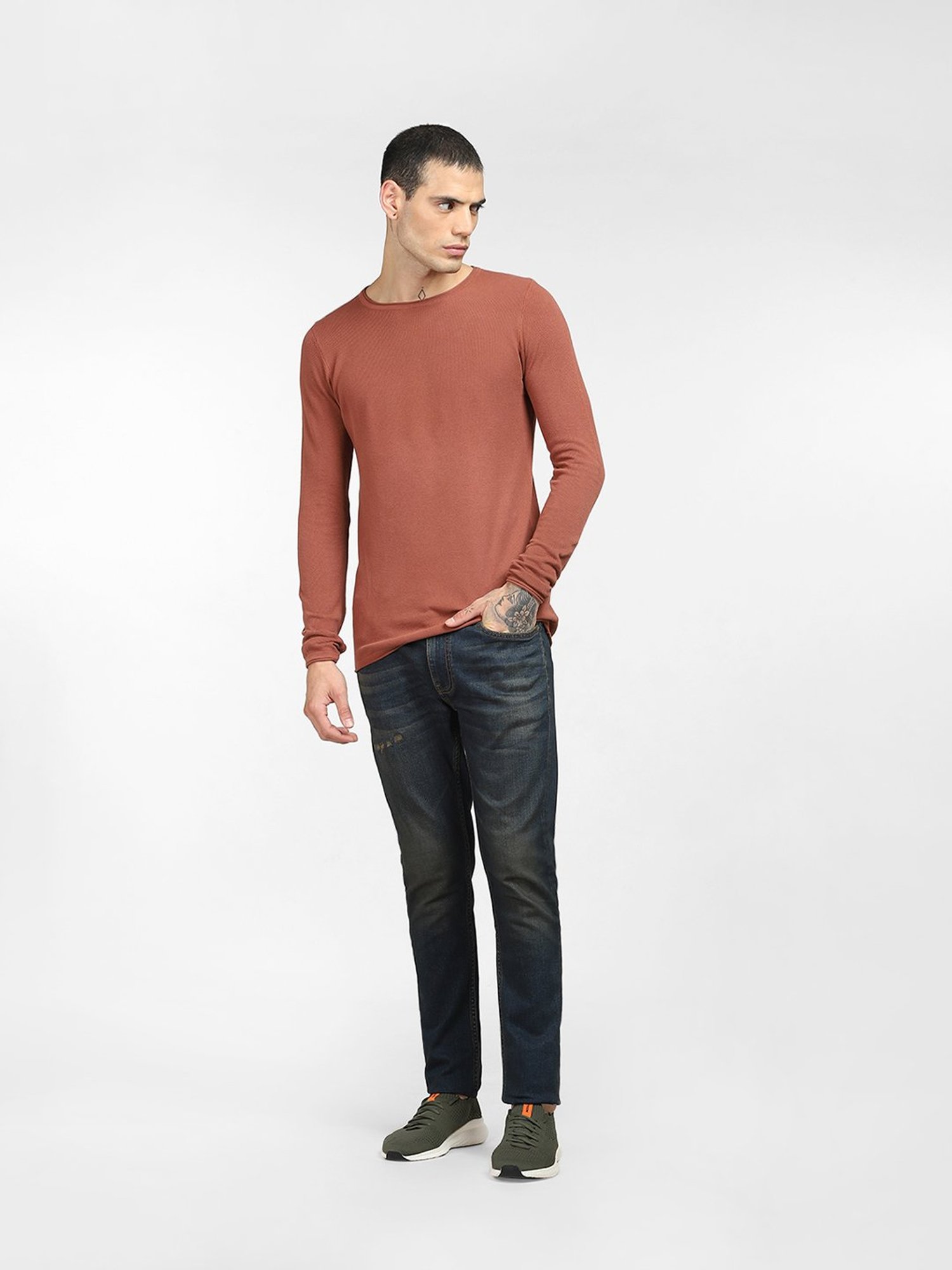 Jack & Jones Light Brown Regular Fit Textured Sweater