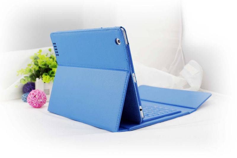 Silicone Bluetooth Keyboard Case For Apple iPad Air 2 / 1 Tablet, Slim PU Leather Folio Stand Case Cover + Soft QWERTY Keyboard